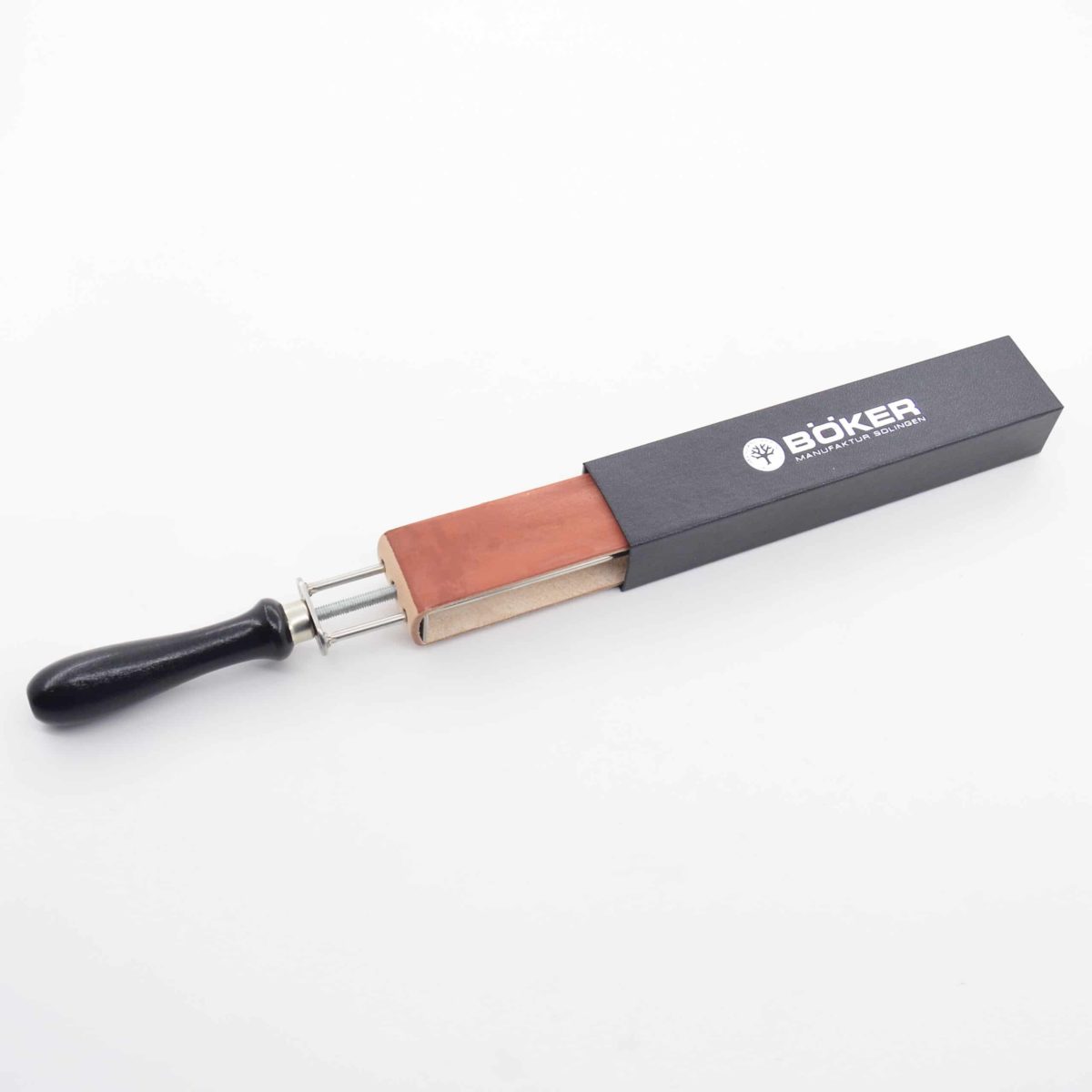 Двухсторонний кожаный ремень с натяжителем Boker для правки бритв, Германия 3